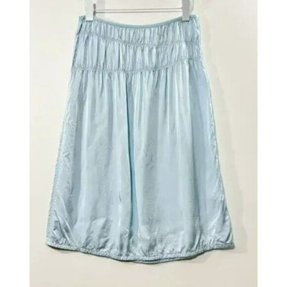 Helmut Lang Blue Midi Ruched Slip Skirt Light Blue Size 8 NWT - Picture 3 of 9